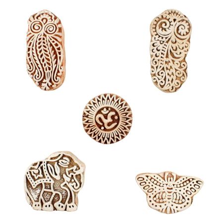 Set of 5 Piece New Mix Wooden Printing Blocks